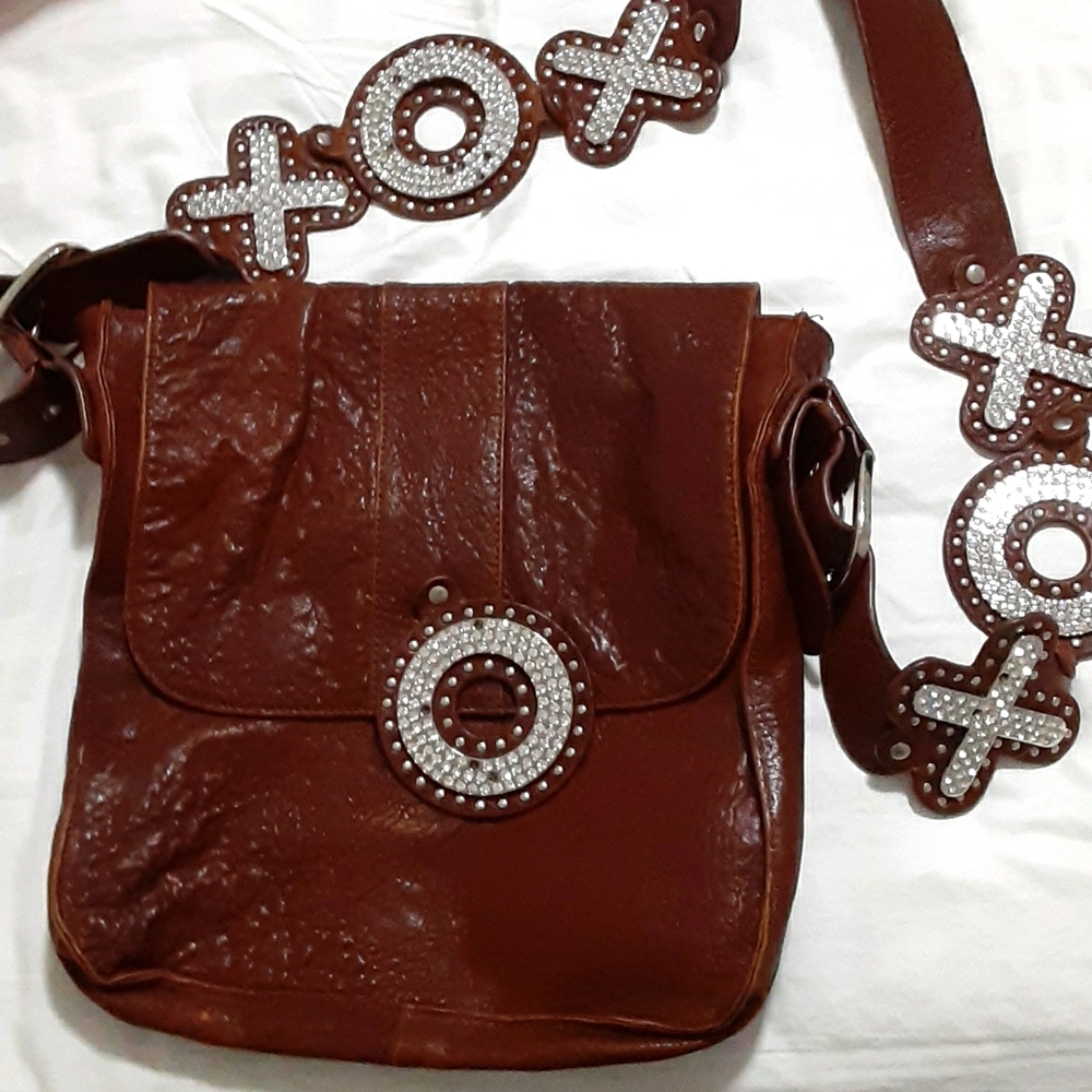 Leather satchel Bag rhinestone bling